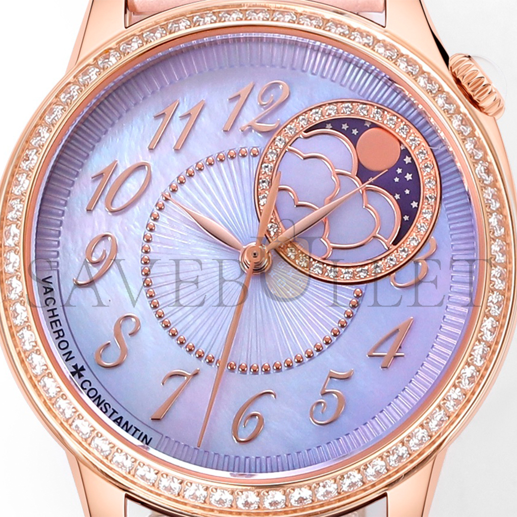 VACHERON CONSTANTIN ÉGÉRIE MOON PHASE 37 MM PINK GOLD WATCH 8005F/000R-H030